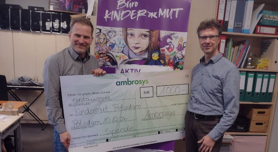 Softwarefirma Ambrosys spendet für das Büro KINDER(ar)MUT