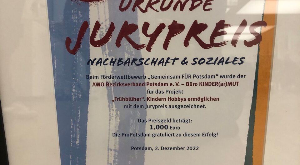 Projekt 'Frühblüher' gewinnt Jurypreis