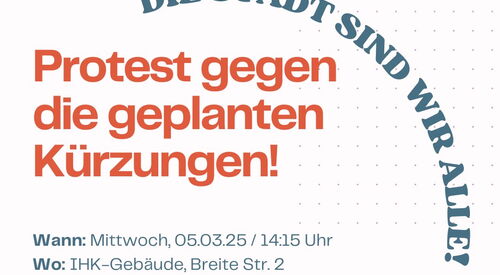 Plakat: Protest gegen die geplanten Kürzungen