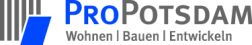 Logo der ProPotsdam GmbH mit blauen Balken links und dem Schriftzug „ProPotsdam – Wohnen | Bauen | Entwickeln“.